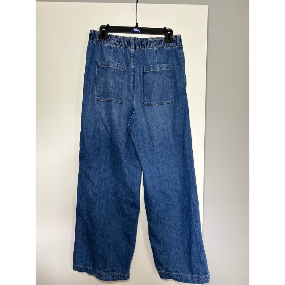 Gap High Rise Wide-Leg Denim Pants Medium Blue Drawstring Waist Relaxed Fit - Picture 4 of 4